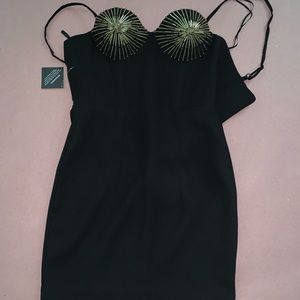 Nasty Gal LBD with Gold a Embellished Bra Cups